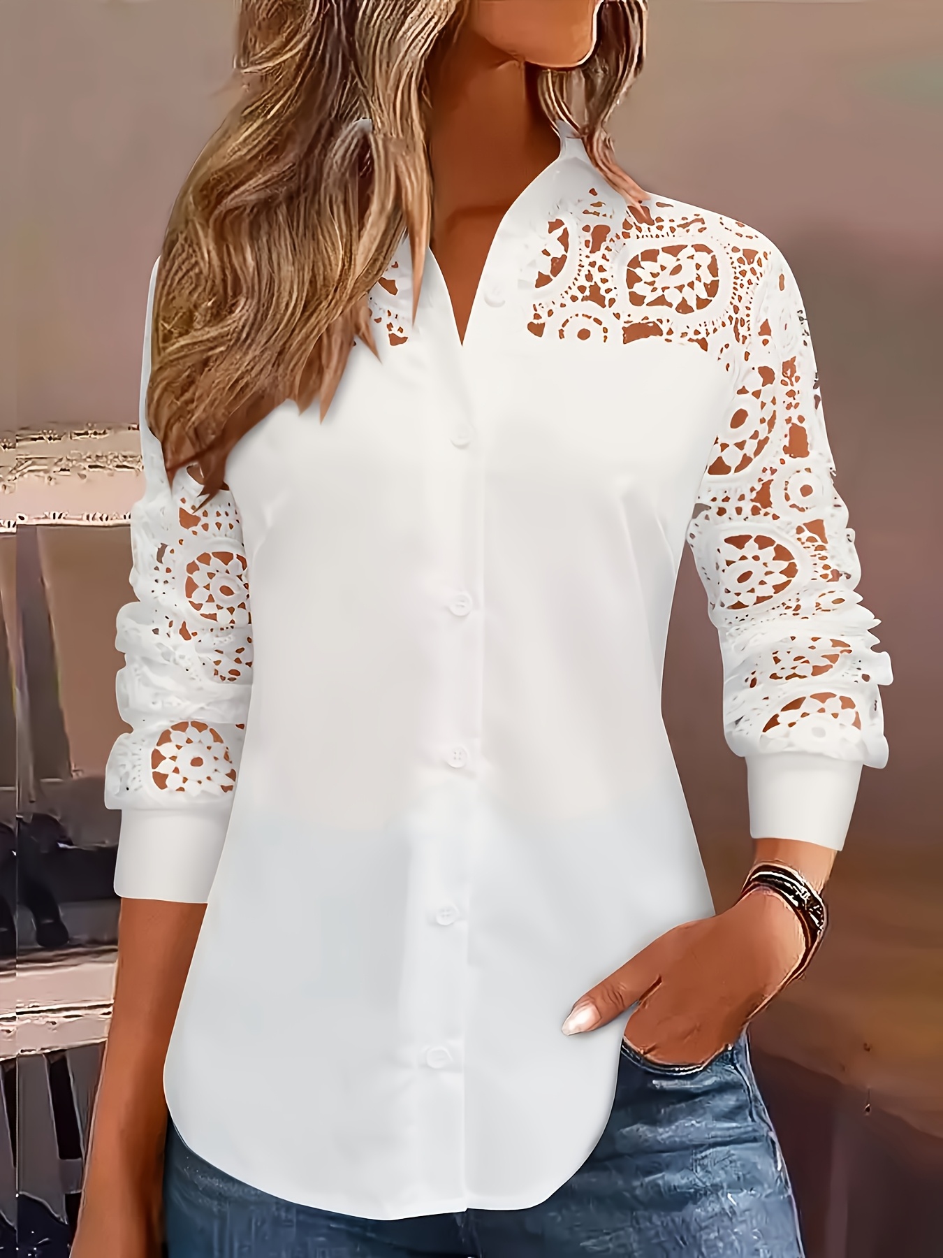 Embroidery Online - Temperament Los damesoverhemd Mode Casual blouse