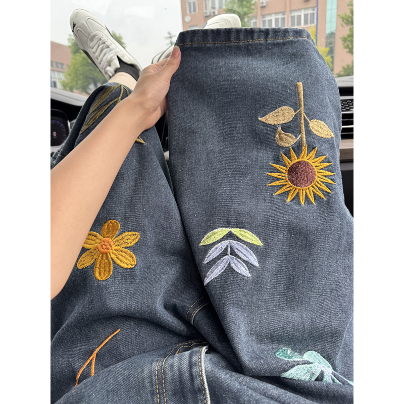 Embroidery Jeans - Unisex Koreaanse stijl Y2K denim shorts