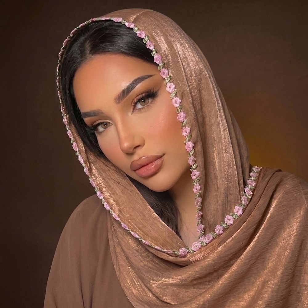 Embroidery Veil - Veelzijdige doorschijnende hoofddoek voor dames Glanzende