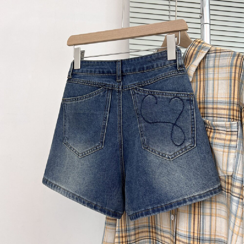 Embroidery Jeans - Vintage geborduurde denim shorts dames 2026