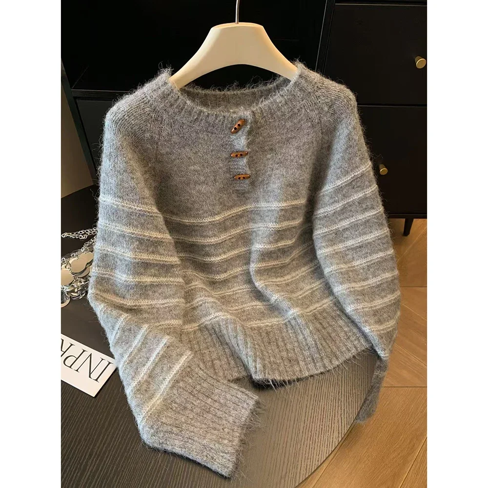 Embroidery Fashion - Herfst Winter Dames gestreepte wollen kasjmier
