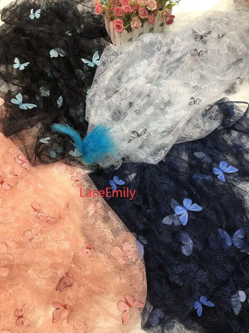 Embroidery Veil - 4 kleuren 3D vlinder borduurwerk kant