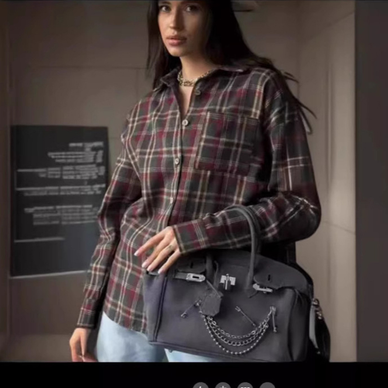 Embroidery Online - 2025 Mode Baggy Plaid Damesblouse Elegante