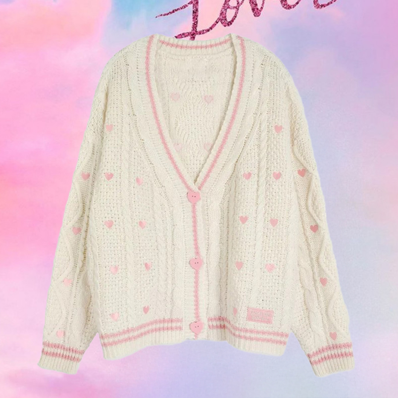 Embroidery Thread Yarn - Lover vest met roze hart knop
