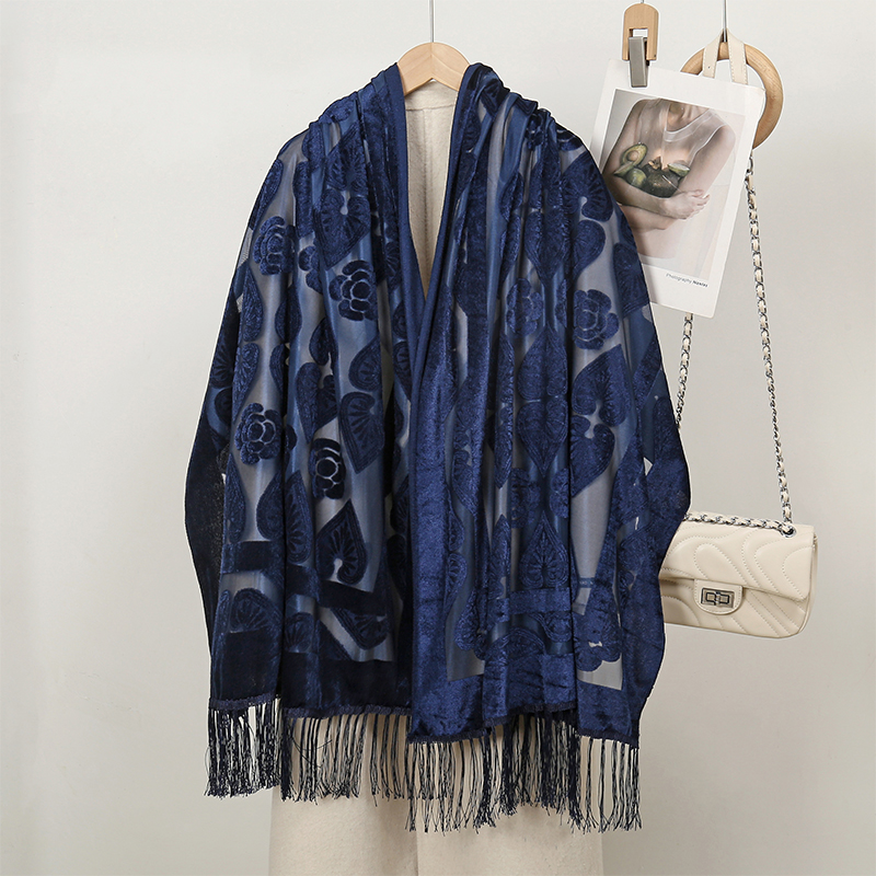 Embroidery Hijab - 2024 Luxe Zijde Borduren Bloemen Sjaal