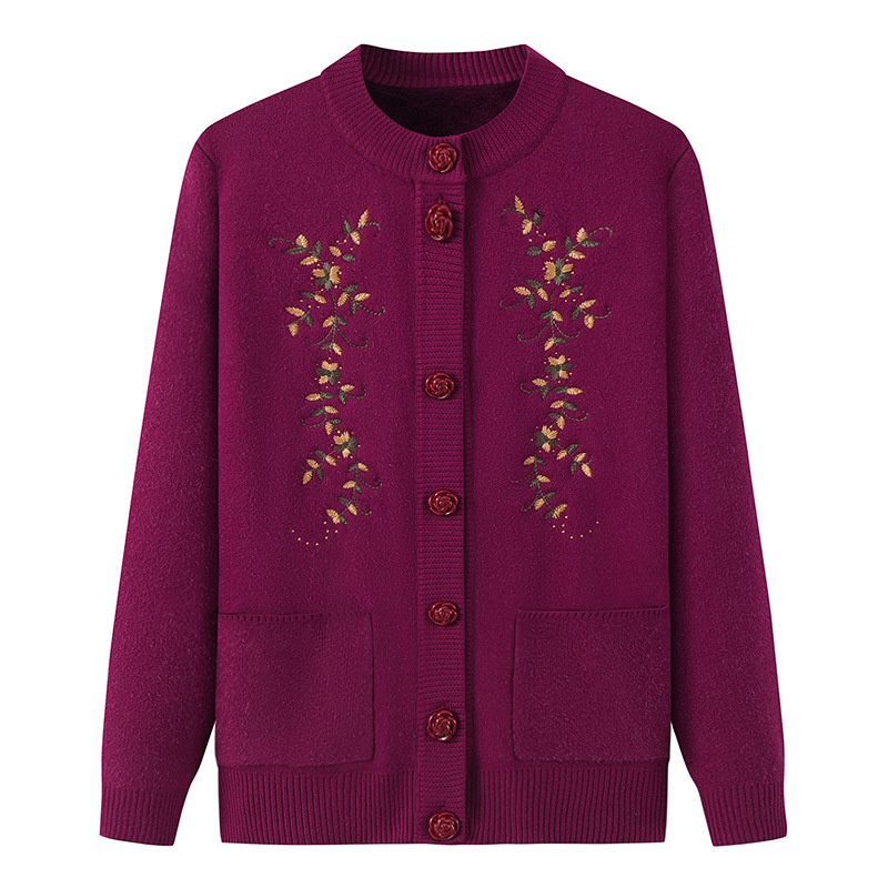 Embroidery Thread Yarn - Middelbare leeftijd dames gebreid vest jas