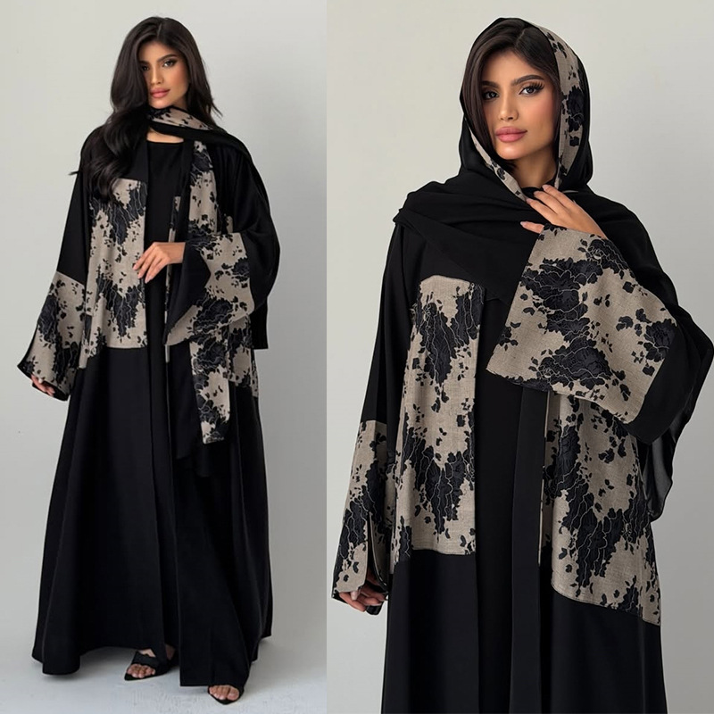 Embroidery Hijab - Vrouwen Eid Abaya Hijab 2-delige set