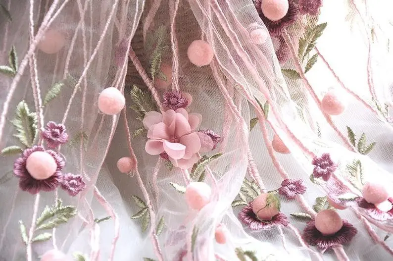 3D chiffon bloem pompom borduu - Embroidery Veil recensie en prijs