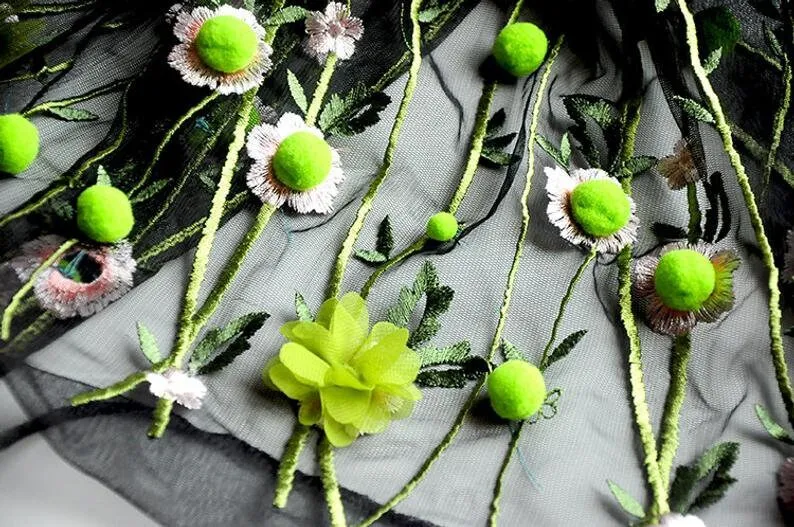 3D chiffon bloem pompom borduu - Embroidery Veil recensie en prijs