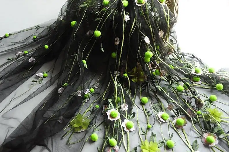 3D chiffon bloem pompom borduu - Embroidery Veil recensie en prijs