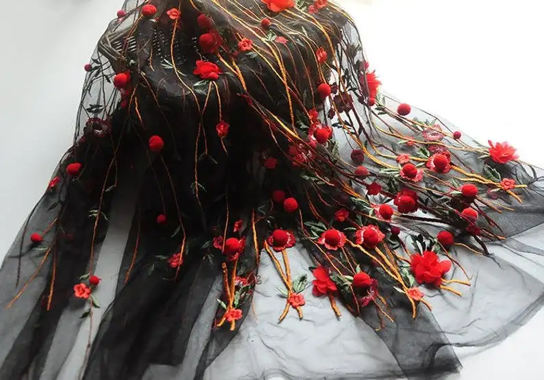 3D chiffon bloem pompom borduu - Embroidery Veil recensie en prijs
