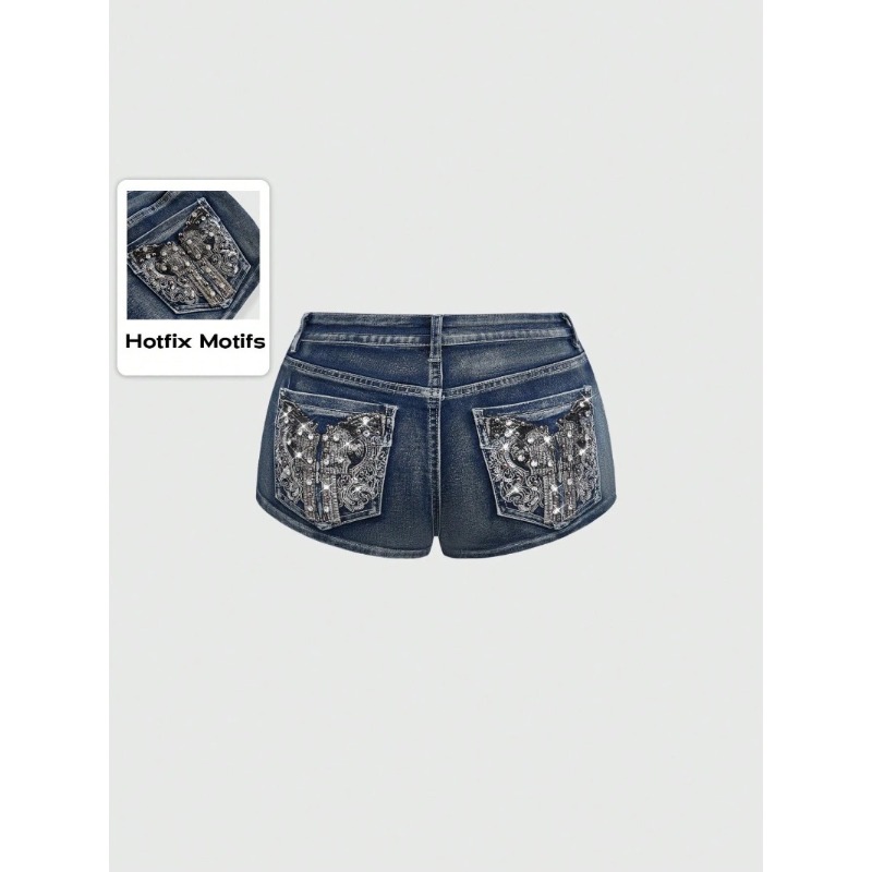 Low Rise Distressed Denim Shor - Embroidery Jeans recensie en prijs