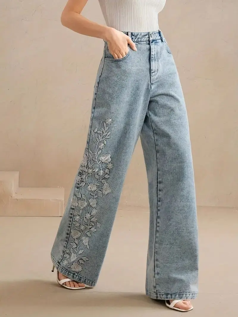 Dames Plus Size Y2K Straight L - Embroidery Jeans recensie en prijs