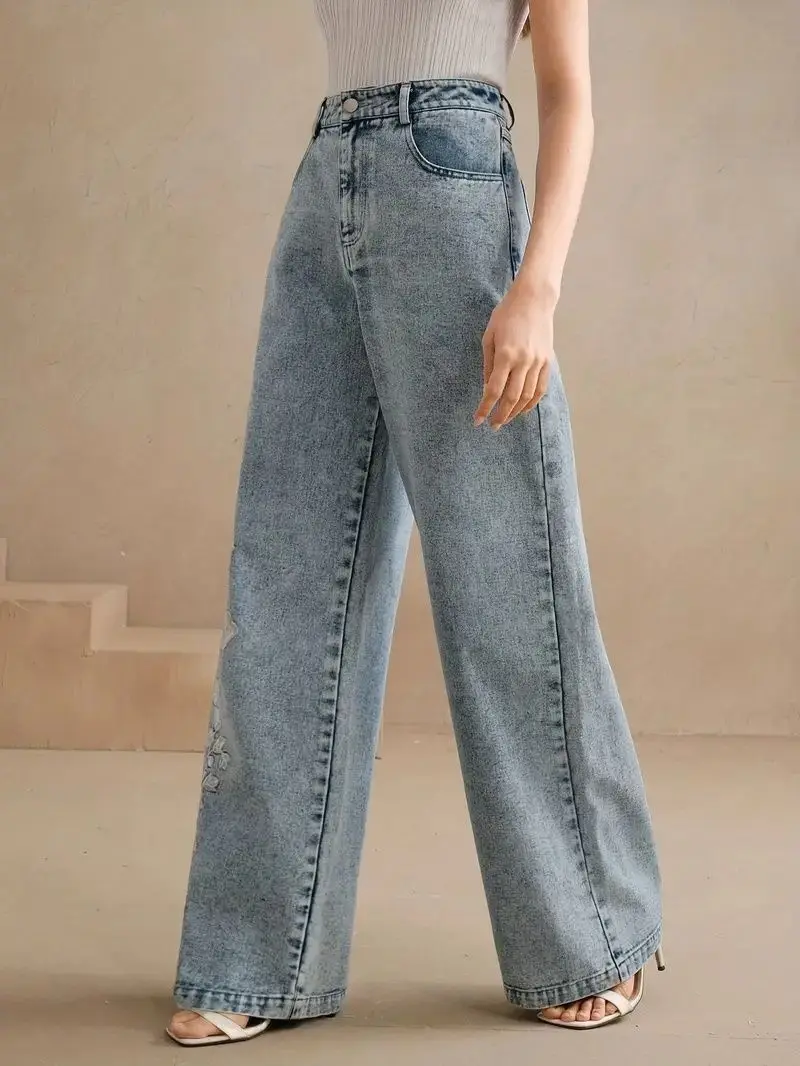 Dames Plus Size Y2K Straight L - Embroidery Jeans recensie en prijs