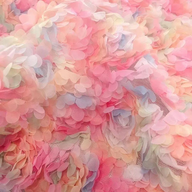 3d chiffon roze bloem kant sto - Embroidery Veil recensie en prijs