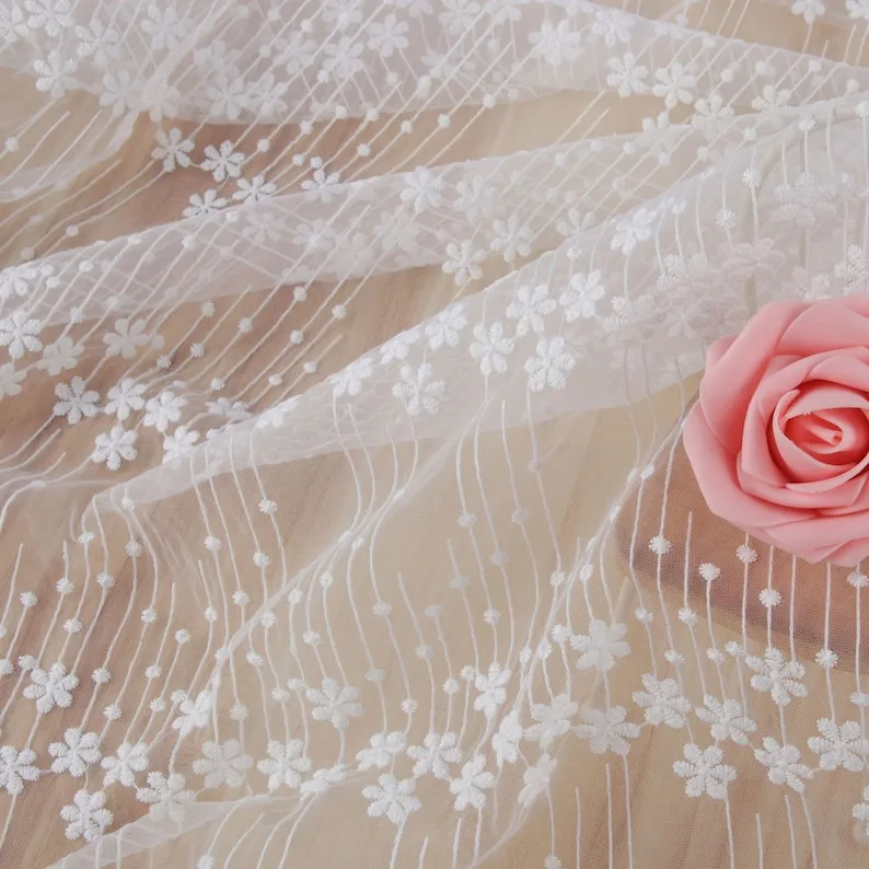 1 yard bloem borduurwerk kant  - Embroidery Veil recensie en prijs