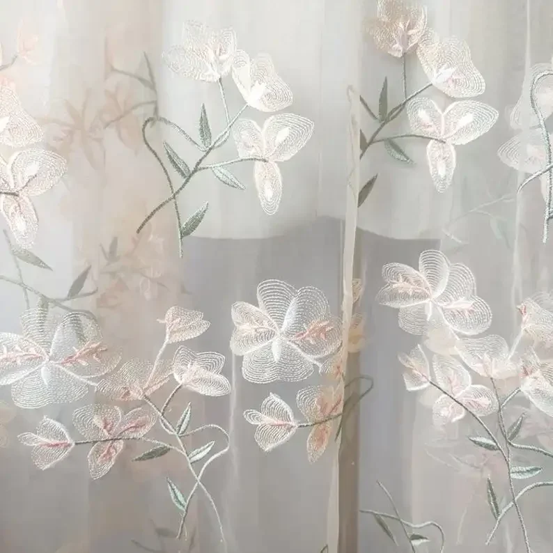 Mooie bloem kant stof abrikoos - Embroidery Veil recensie en prijs