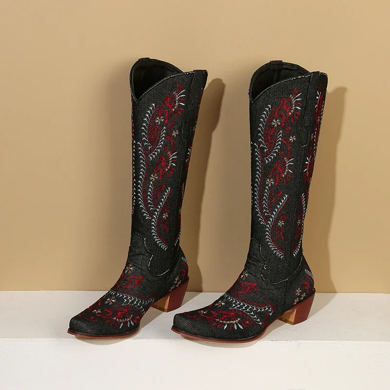 Blauwe denim westerse cowgirl  - Embroidery Jeans recensie en prijs